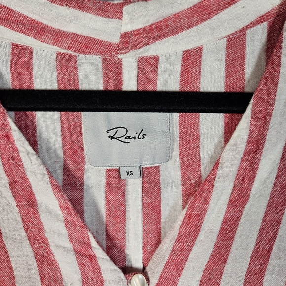 Rails Thea Carmine stripe button up tie top - Picture 6 of 15